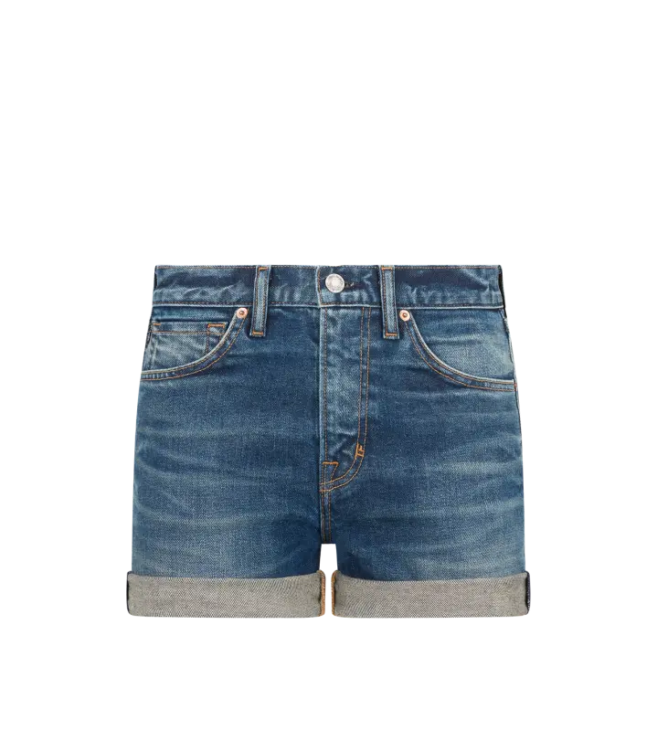 COMFORT STONE WASHED DENIM SHORTS MID BLUE online